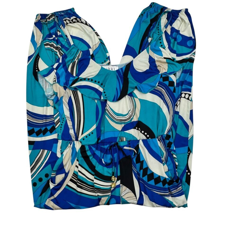 Nikki Poulos Spaghetti Strap Abstract/Artsy Print Stretch Jumpsuit Women's SZ L